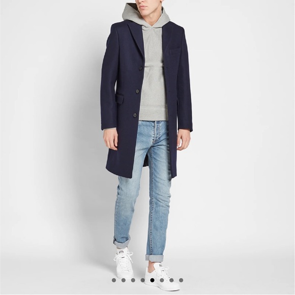 ACNE STUDIOS GARRET CITY COAT JACKETNAVY BLUE 100% WOOL